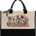 EDCTO Canvas Bag Gift for Teacher, Cotton Canvas Tote Bag, Cool Gifts for Teachers Women, Grateful Gift to Teachers, Holiday Presents to Women Friends, Grocery Shopping Sack