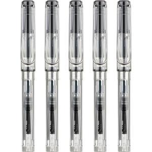 5PCS Jinhao 619 Resin Fountain Pen Set, Iridium Extra Fine Nib Smooth Writing Pen with Ink Converter (Transparent)