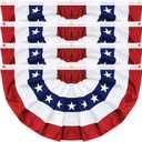 4 Pack 3x6 FT American Bunting Flag, USA Pleated Fan Flag Patriotic Half Fan Banner 4th of July Decorations Outdoor Memorial Day Decor Fourth July Independence Day Outside Red White and Blue Decor