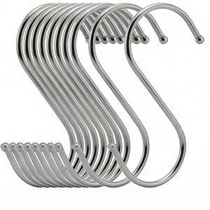 10 Pack 4.9 Inches Extra Large S Shape Hooks Heavy-Duty Metal Hanging Hooks Apply Kitchenware Bathroom Utensils Plants Towels Gardening Multiple uses Tools (Silver)