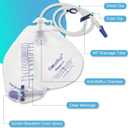 Urinary Drainage Bag with Anti-Reflux Chamber, Urine Bag with 2000 mL Volume, 48" Drainage Tube, Clips and Hanging Hook, Professional Urinary Bag for Home and Hospitals Health Aids,10 Pack