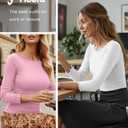 Ficerd 3 Pack Women's 3/4 Sleeve Lettuce Trim Tight Tops Boat Neck T Shirts Slim Fit Casual Fitted Basic Tees(Black, White, Pink,XX-Large)