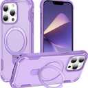 Compatible with iPhone 13 Pro Case with Invisible Magnetic Ring Stand [Compatible with Magnetic] [Military Drop Protection] Shockproof Slim Hard Back Soft Edge Case 6.1 Inch, Purple