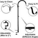 WOSIBO Three Span Deck Hook, 37 Inches Deck Bird Feeder Pole, Hanging Baskets Porch Multi-Hook for Deck Kit with Three Branches for Plant Hangers, Lanterns, Wind Chimes and More
