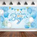Blulu Baby Shower Party Backdrop Decorations, Large Durable Fabric Made Baby Shower Banner Backdrop Photo Booth Background for Boy's or Girl's Party Supplies(Boy Style)