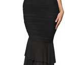 ZESICA Women's Summer Sleeveless Cocktail Party Bodycon Dress 2026 Spring One Shoulder Mesh Ruched Formal Midi Dresses S