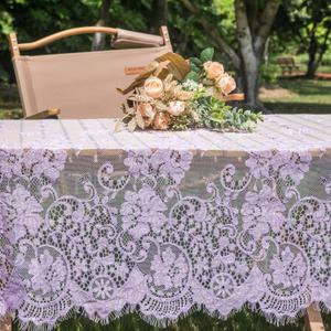 TINWIN Purple Lace Tablecloth 60x120 Inch Rectangle Vintage Runner Eyelash Fabric for Kitchen Dining Picnic Table Wedding Decor for Home Decoration Tea Party