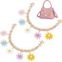 PH PandaHall 9.8 Inch Purse Extender, 2pcs Decorative Bag Strap Golden Metal Bag Chain Strap with Colorful Flower Pearls Replacement Handle Bag Chain Straps Charms for Women Crossbody Shoulder Bag