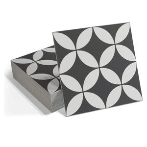 INNO STICKERS 16Sheet Peel and Stick Floor and Wall Tile for Bathroom Kitchen Shower, 9" x 9" Gray Coin SPC SelfAdhesive Vinyl Flooring, Patterned Groutable Backsplash Tile, Cover 9.12 Sq Ft.