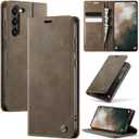 Wallet Case for Samsung Galaxy S23 5G Leather Wallet Flip Cover with Card Holder, Kickstand, Magnetic Closure, RFID Blocking TPU Shockproof Phone Case Compatible with Galaxy S23, Coffee