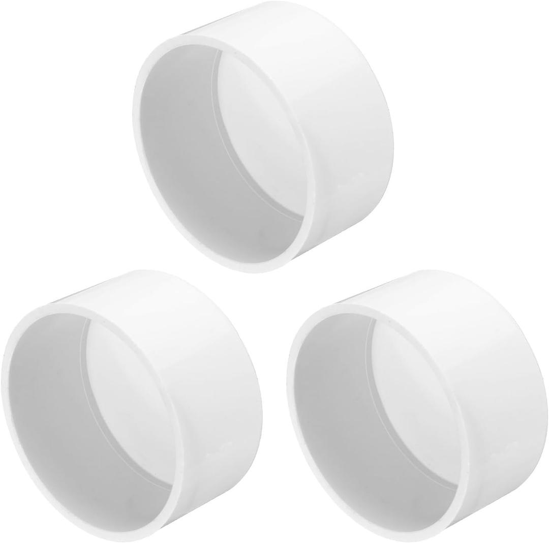 uxcell 3 Pcs PVC Pipe End Cap Fitting 2.5 Inch Plug Adapter Socket Fittings for Furniture Grade DIY PVC Connection Garden Shelf, White