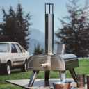 BIG HORN OUTDOORS 12" Dual Fuel Pizza Oven Electric & Wood Pellet, Indoor & Outdoor High-Temp Pizza Maker (1000F) with Pizza Stone for Wood-Fired Flavor