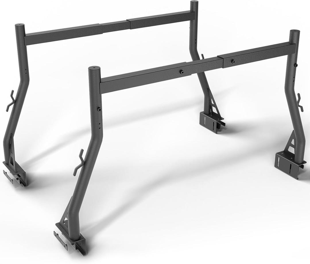 Universal Truck Bed Ladder Rack, Non-Drilling, 900 LBS Load Capacity, Fit Most Truck Bed Ranging from 46" to 71" Wide, Extendable Heavy Duty Steel Cargo Rack for Kayak, Surfboard, Lumber, Ladder