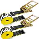 KJE Reflective 4Inch Ratchet Straps Heavy Duty with Flat Hook(2 Pack), 4" x 30' Ratchet Tie Down Strap 16,500 Lbs Max Break Strength, Cargo Straps for Truck, Flatbed Trailer