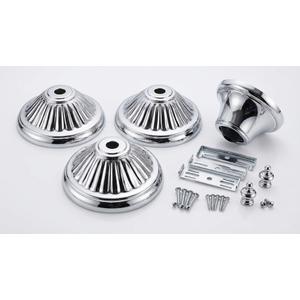 Chrome Fluted Ceiling Fan Canopy / Light Fixture Escutcheon Plates, Canopy Diameter: 4.7 in; Max Load: 45 lbs; Total Projection: 2.6 inches from the ceiling, 6pk