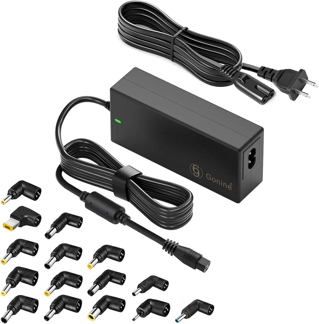 Gonine Laptop Charger 90W AC Adapter, Compatible with HP Lenovo Dell Acer Asus Toshiba Gateway Chromebook LCD Monitor Speaker Adjustable Output Voltage DC 19V 19.5V 20V 18.5V Universal Power Supply.