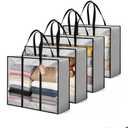 4 Pack Clear Clothes Storage Bags, 94L Blanket Storage Bag, Vinyl Foldable Moving Bags with Zipper, Closet Organizers and Storage Containers for Bedding, Duvet, Comforter