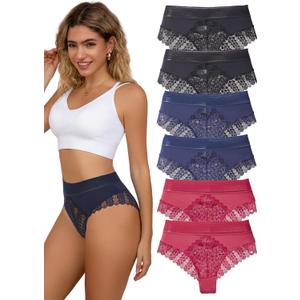 Sexy Panties for Women Sexy Silk Underwear for Women Panties Cheey Fancy No Trace Seamless Colorful Lace Bikinis (L)