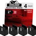 Bed Risers with Adjustable Screw Clamp, Fits Furniture Frame from 0 to 1.5 Inch, Furniture Risers 2 Inch Heavy Duty Risers for Square Round Straight Furniture Legs Support up to 5000Ibs (4Pack, Black)