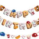 Pre-Strung Baseball Birthday Decorations, Baseball Happy Birthday Party Banners, Sports Birthday Banner for Kids (White)