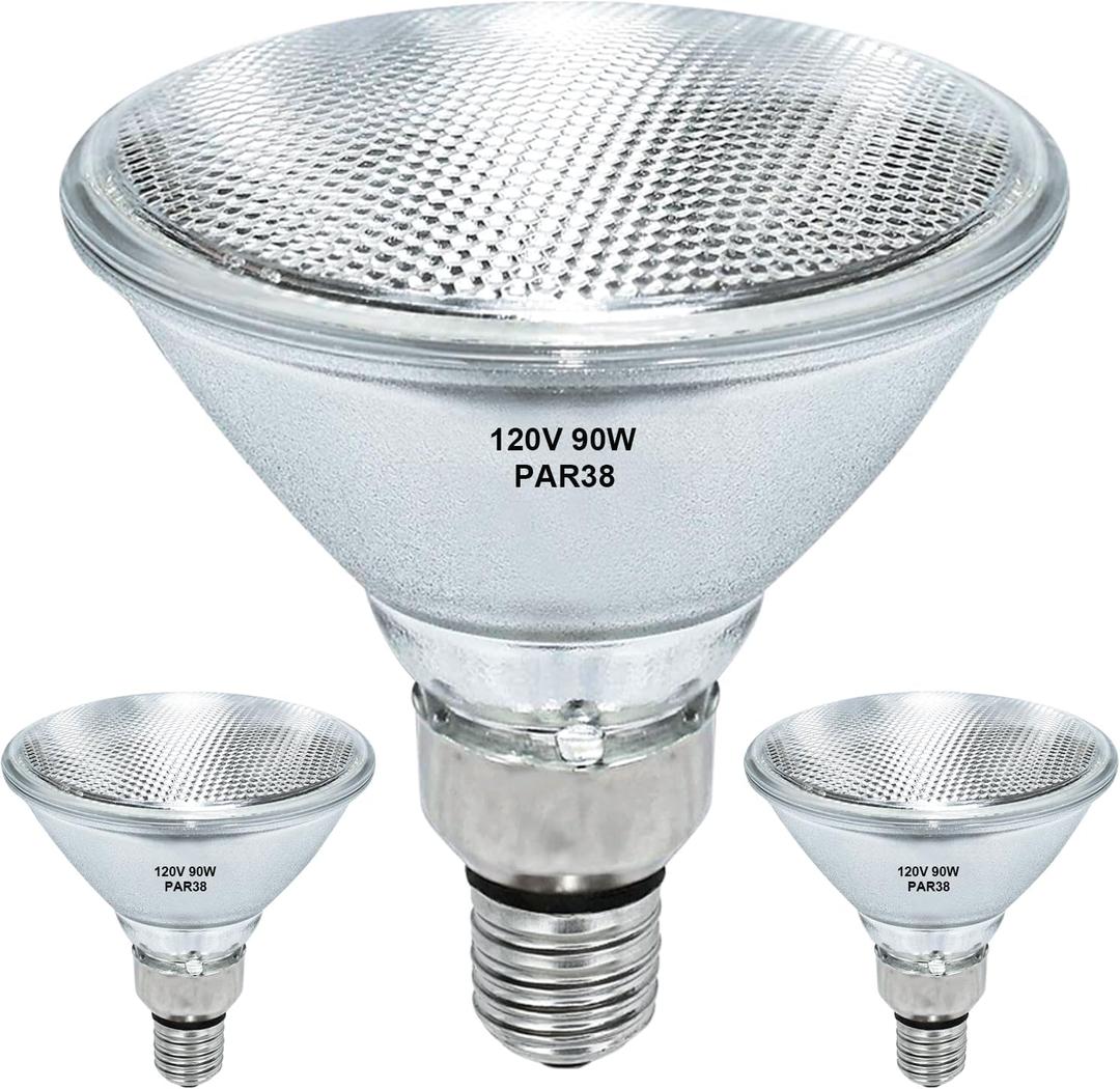 Par38 Halogen Flood Light Bulb 120V 90W,Dimmable Outdoor PAR38 90W Light Bulbs,E26 Medium Base, Warm White, High Output Reflector Flood Lights for Indoor and Outdoor, 2 Pack