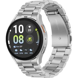 Tasikar No Gap Bands Compatible with Samsung Galaxy Watch Band 7/6/5/4/FE 44mm 40mm/6 Classic Band 47mm 43mm/5 Pro 45mm/4 Classic 46mm 42mm, 20mm Metal Strap for Men Women, Silver