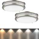 DYMOND 10 Inch LED Ceiling Light Flush Mount 2 Pack Brushed Nickel Dimmable Selectable Light Color (2700K/3000K/3500K/4000K/5000K) 5-in-1 Ceiling Lamp for Kitchen, Hallway, Bathroom, Closet (5 Colors Adjustable)