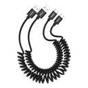 USB C Coiled Cable, [2 Pack 6ft+6ft] Retractable Curly USB A to USB C Cord for Car Type C Cable for Samsung Galaxy S20,S10,S10+,S9,S9 Plus,S8,S8 Plus,Note 8,9,A5,A7,A8+,LG,Google (Black)