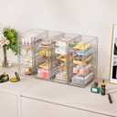 YFXCVSL Acrylic Makeup Organizer with 31 Drawers, 6 Pack Clear Storage Drawers, Bathroom Makeup Organizer for Palettes, Cosmetic, and Beauty Supplies,Ideal for Vanity, Cabinet,Desk Organization
