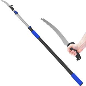 36FT Pole Saw, Telescoping Tree Trimmer with 7-30FT Extension Pole, Manual Branches Pruner for Backyard, Blue