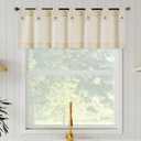 Archaeo Cotton Blend Button Tab Top Cafe Curtains, Valance, 54" x 14, Cream (54"W x 14"L (Pack of 1))