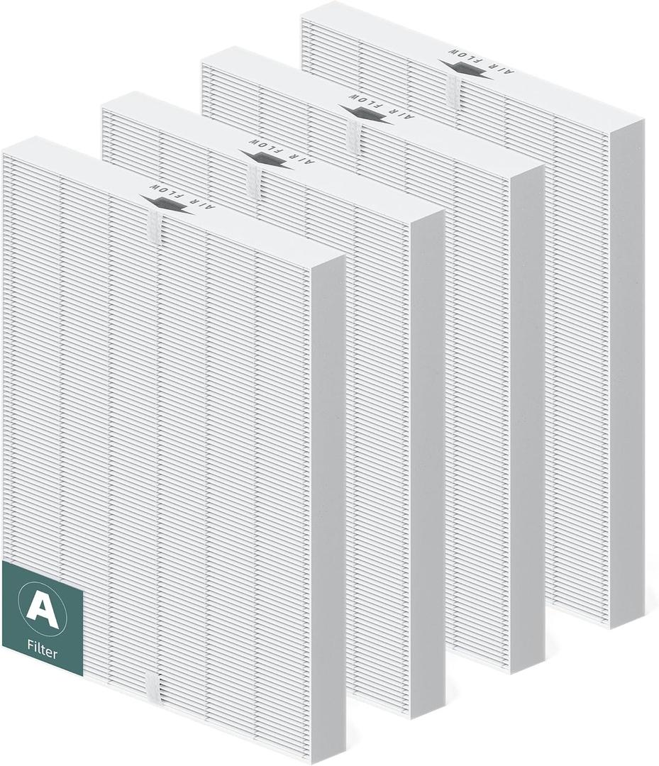 4 Pack 115115 Replacement Filter A for Winix PlasmaWave Air Purifier C535 5300 5300-2 5500 6300 6300-2 P300 AM90 9000 5000 5000B C909 9800, High Efficiency Size 21 Filter (White)