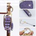 Key Fob Cover with Diamond Keychain Fit for Hyundai Car Key Holder Case Compatible with Hyundai 2023 2022 2021 2020 Sonata Santa Fe Tucson Smart Remote Key Protector, 5 Buttons (Purple-Heart)