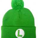 Super Mario Bros Luigi Pom-Pom Knit Beanie Cap Green