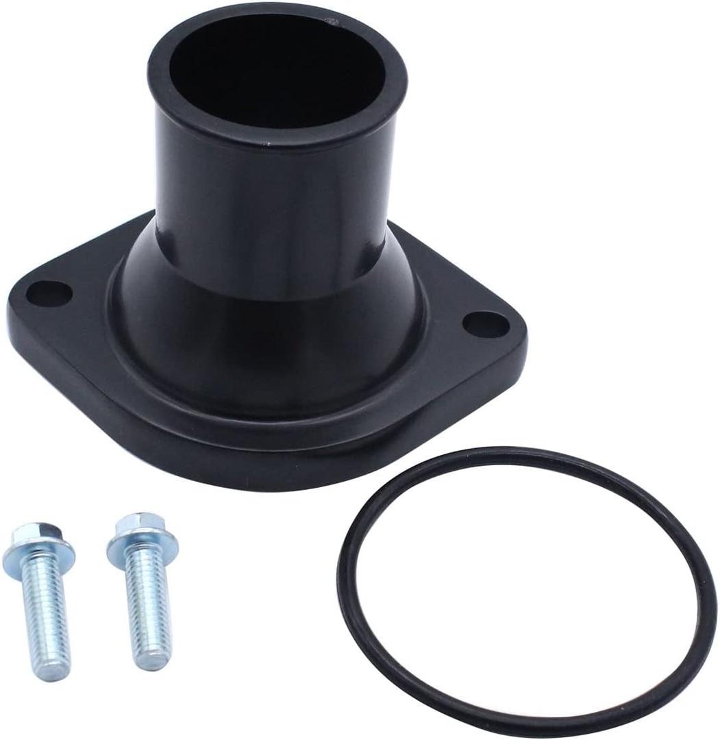 1 SET SHLPDFM Black Chevy Polished Aluminum Straight Up Water Neck Thermostat Housing Compatible with Ls1, Ls2, Ls3, Ls7, Ls9, Lsa, L76, L92 Chevy (gm) Engines