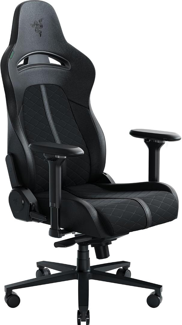 Razer Enki Gaming Chair: All-Day Comfort - Built-in Lumbar Arch - Optimized Cushion Density - Dual-Textured, Eco-Friendly Synthetic Leather - Reactive Seat Tilt & 152-Degree Recline - Black, Standard