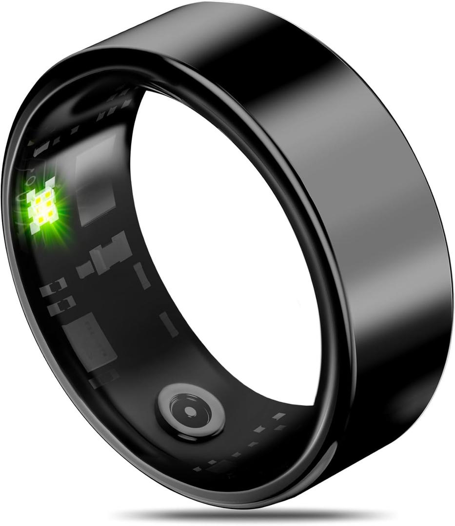 Smart Health Ring for Women Men Fitness Tracker with Heart Rate, Graphite, Size 8