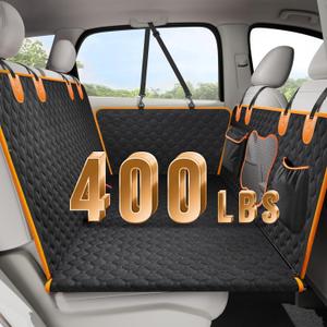 Back Seat Extender for Dogs - Waterproof Dog Car Seat Cover for Back Seat with Hard Bottom - Sturdy Backseat Extender for Dogs, Dog Hammock for Car Holds 400lbs (Black)