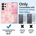 casesszoone for Samsung Galaxy S25 Ultra Flower Case with Kickstand, Compatible with MagSafe, Built-in Camera Ring Stand, Magnetic Translucent Matte Frosted Slim Cover for Girls Women, Pink Floral