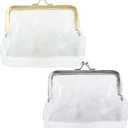 Clear Coin Purse Transparent Change Purse Small Wallet Money Bags Iron Mouth Clip Bag Portable Coin Bags Multifunctional Lipstick Bags 2PCS
