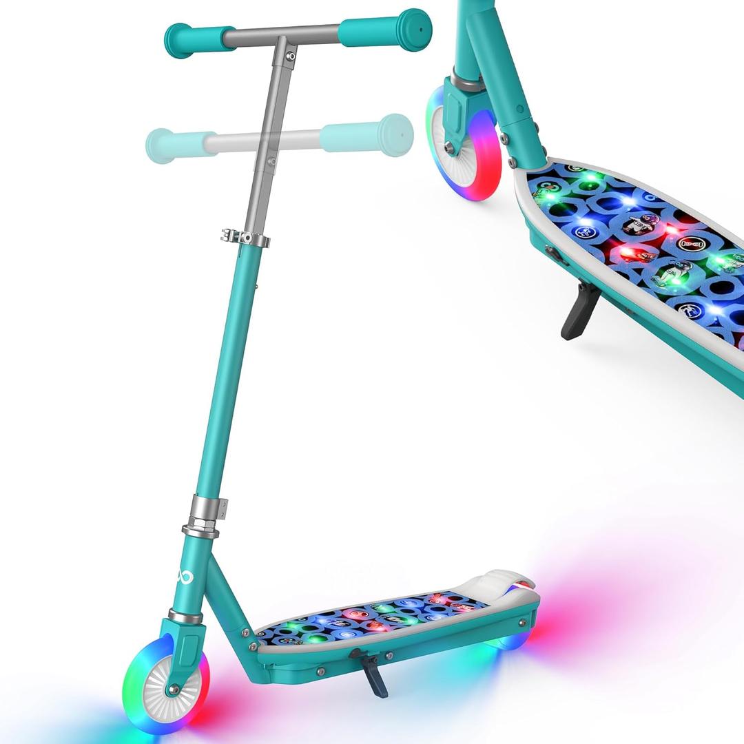 Gyroor KS2 Kids Electric Scooter with LED Lights  Safe 5 MPH Speed, Foot Sensor Start, Adjustable Handlebar, Fast Charging, for Ages 612 (Teal)