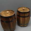 2 Pcs Wood Wine Barrel Vase 8" x 6.5" Vintage Flower Vase Container Rustic Barrel Planter for Wedding Reception Table Decoration Home Indoor Outdoor Garden Kitchen Party