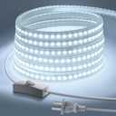 6.56ft LED Rope Lights Outdoor,110V Cuttable Outdoor LED Strip Lights Waterproof 6500K for Indoor Outdoor,Eaves,Backyards Garden,Landscape Lighting (White)
