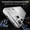 YWXTW for iPhone 17 Pro Camera Lens Protector, [Upgraded Glitter Design] Full Bling Sparkly Diamond Tempered Glass Screen Protector Metal Camera Cover Accessories (Glitter Silver, iPhone 17 Pro)