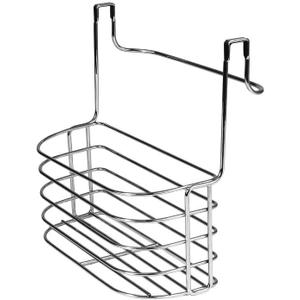 Spectrum Duo Over Cabinet Towel Holder and Cabinet Basket Medium for Kitchen Towel Under Sink Storage, Durable Steel Over the Cabinet Door Towel Bar Organizer with No Drill Installation, Chrome