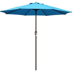Blissun 9' Outdoor Patio Umbrella, Outdoor Table Umbrella, Yard Umbrella, Market Umbrella with 8 Sturdy Ribs, Push Button Tilt and Crank