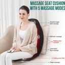 Snailax Vibration Back Massager with Heat, Massage Seat Cushion with 6 Vibrating Motors and 2 Heat Levels, Massage Chair Pad for Home Office use, Gifts for Him Her