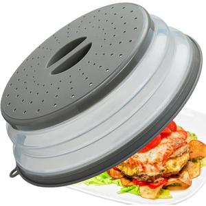 Microwave Splatter Cover Vented for Food, Splatter Guard & Colander Kitchen Gadget for Fruit Vegetables Microwave Plate Cover with Hook Hole,Dishwasher-Safe,BPA-Free Silicone & Plastic (1 Pack)