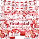 Red White Graduation Decorations Class of 2026 Red and White Graduation Party Supplies Include Congrats Grad Banner Backdrop Congratulations Balloons Hanging Swirl Honeycomb for High School College