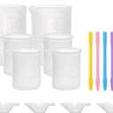 Gartful 16PCS Silicone Measuring Cups Set, Resin Casting DIY Tool Kit, 2PCS 250ml Large Pouring Cups, 4PCS 100ml Reusable Measurements Cups, 4PCS Mixing Cups, 2PCS Large and 4PCS Smaller Stir Stick